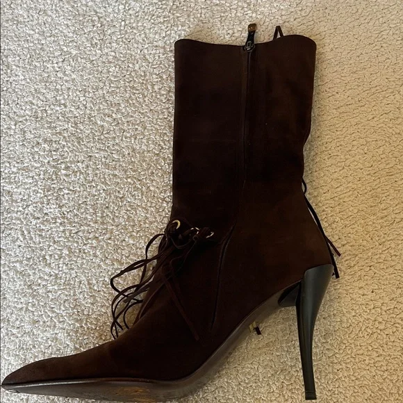 Gianmarco Lorenzi Dark Brown Fringe Heeled Boots - Picture 6 of 10